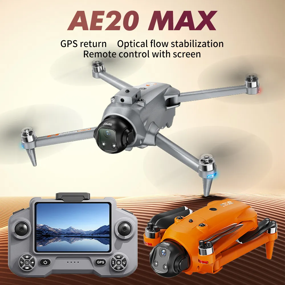 AE20 Max foldable GPS camera drone with screen remote overview