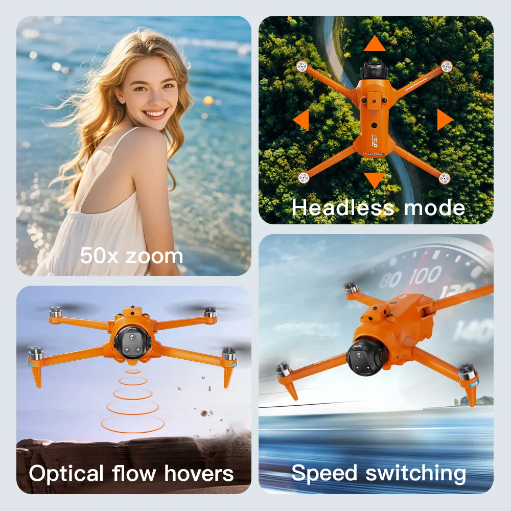 AE20 Max drone with headless mode, optical flow hover, speed switching, and zoom support