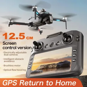 GPS dron s 12,5 cm obrazovkovým ovládáním, návratem domů, duálními kamerami, překážkovým vyhýbáním a bezkartáčovým motorem