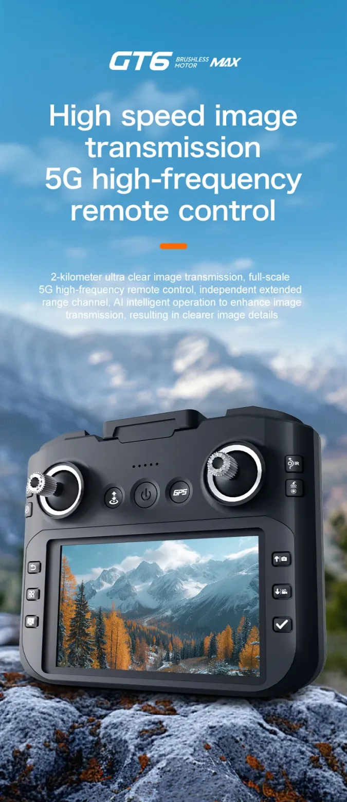 GT6 drone built-in screen remote with up to 2000m control distance