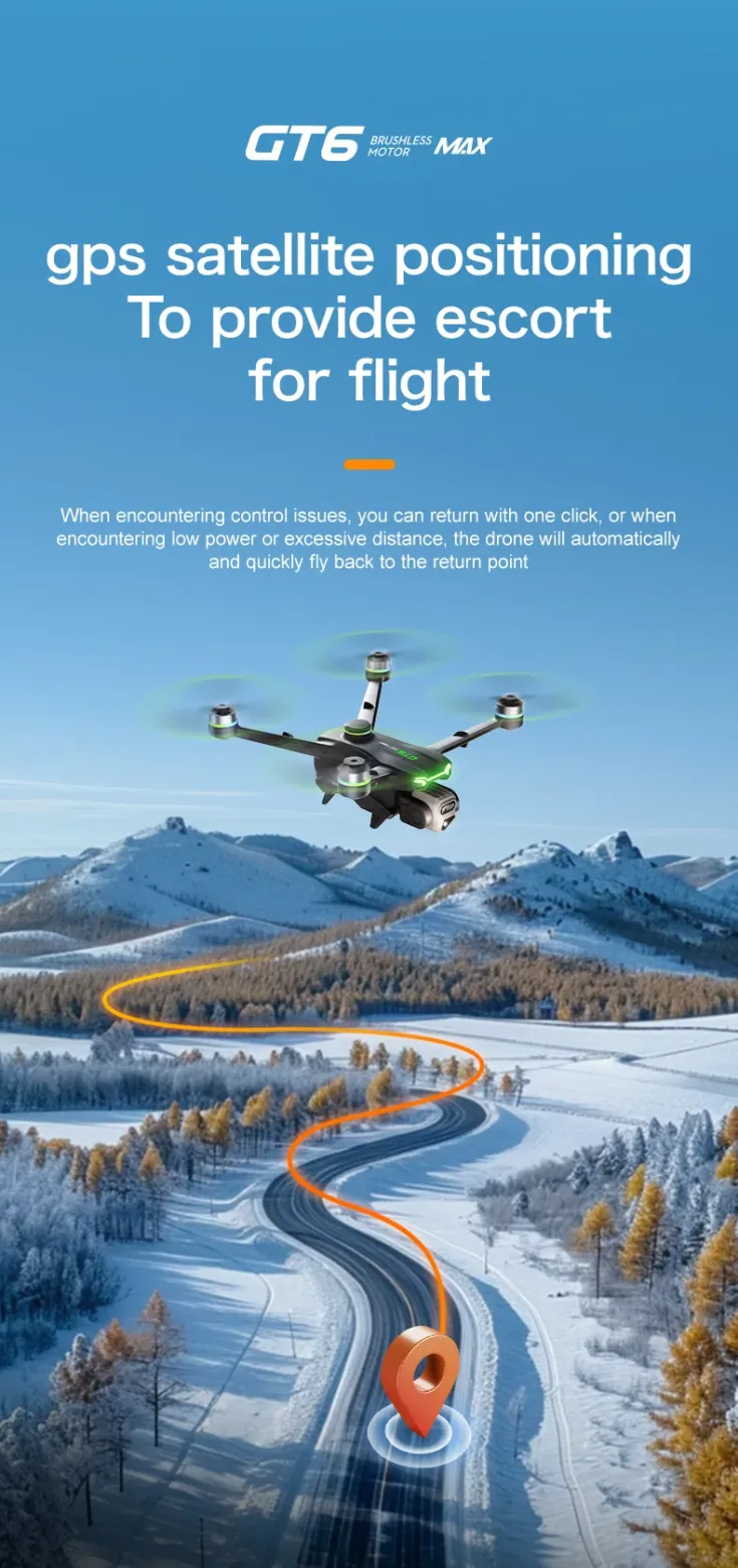 GT6 drone GPS return home support for safer outdoor flight