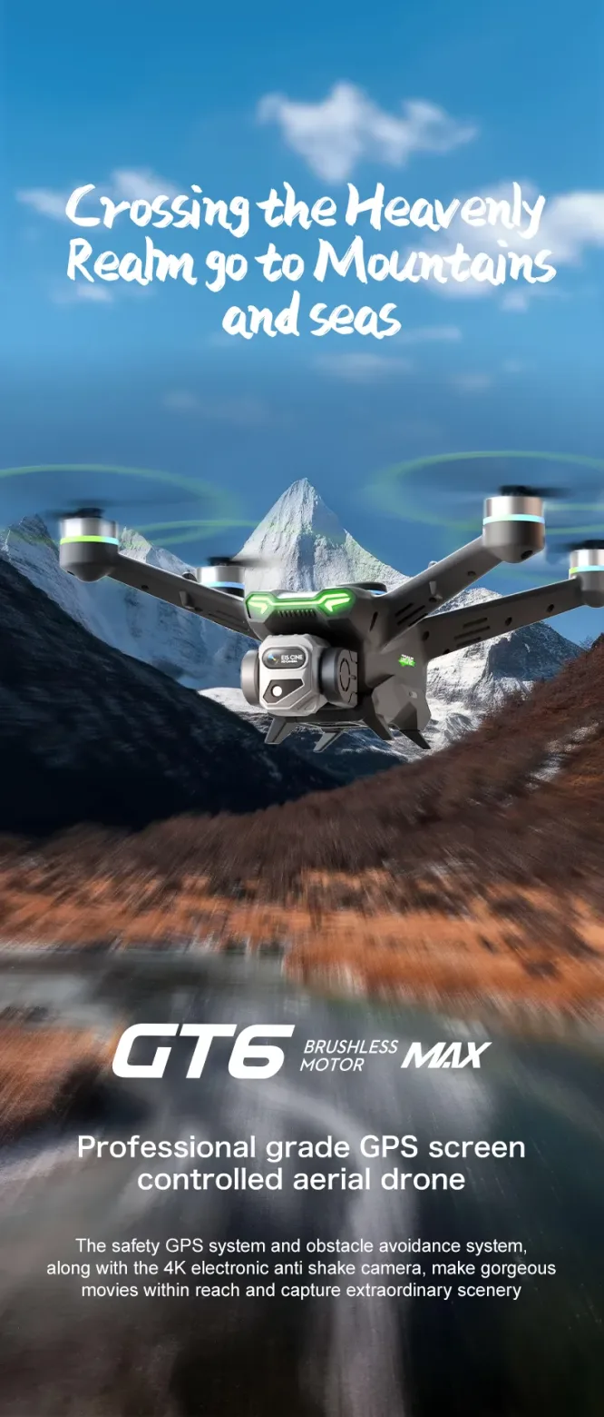 GT6 4K GPS brushless drone with 5.64-inch built-in screen remote flying outdoors