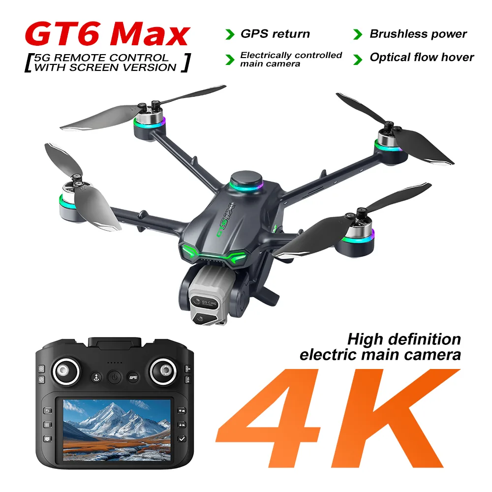 GT6 4K GPS Brushless Drone with 5.64-Inch Screen Remote