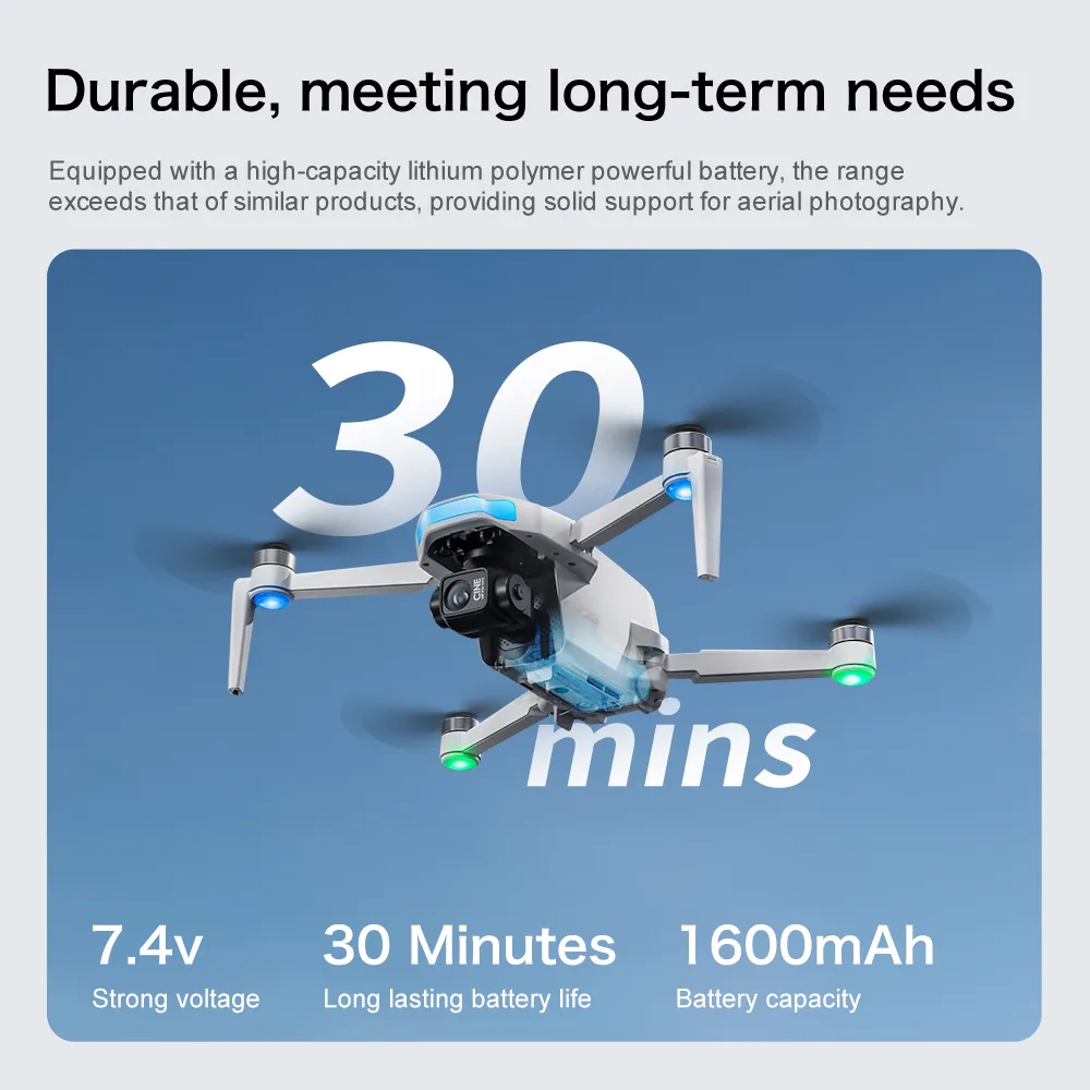 S-X1 30 minute battery life with 7.4V 1600mAh high-capacity battery