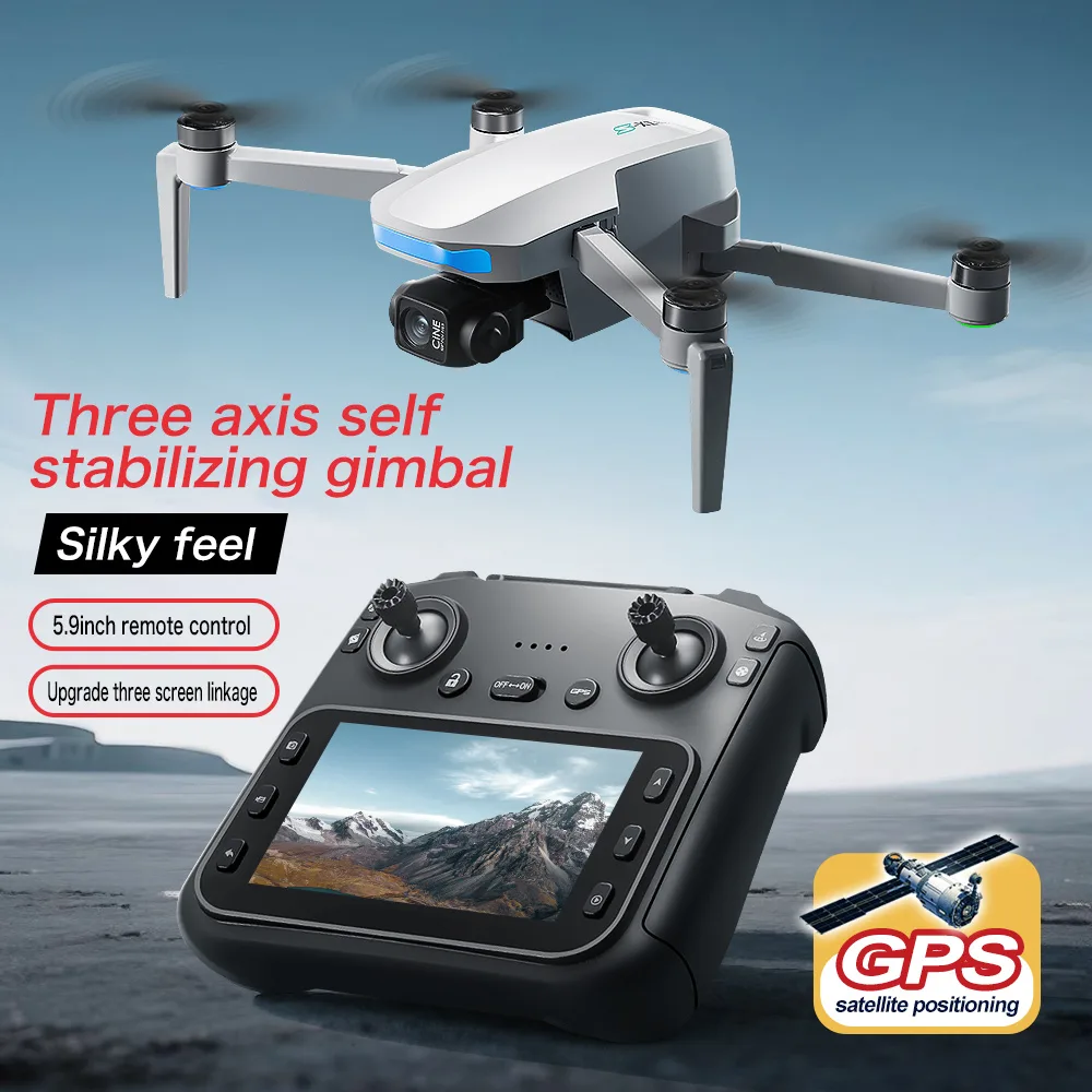 S-X1 compact GPS drone with 3 axis stabilizing gimbal and built-in screen remote