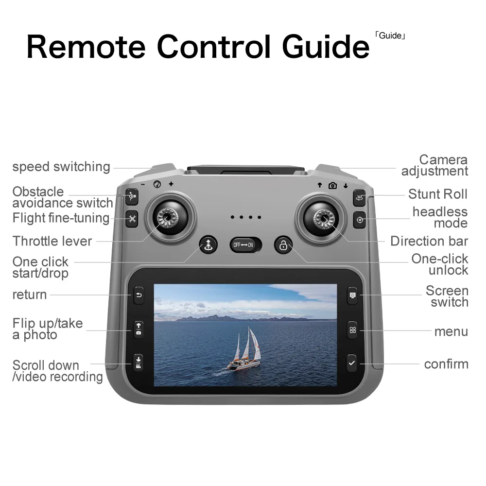 GT50 screen remote control button layout for fun flight sessions