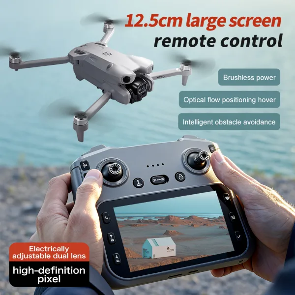 Brushless camera drone with 12.5cm large screen remote