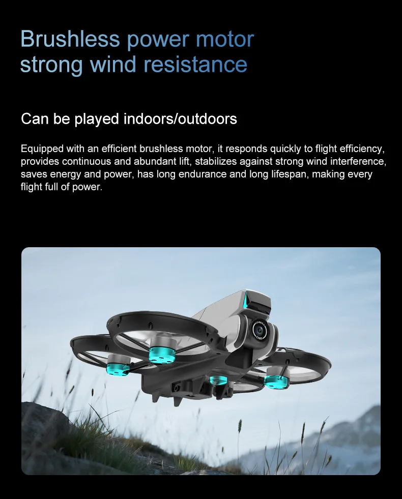 Brushless motor mini drone for indoor and calm outdoor flying practice