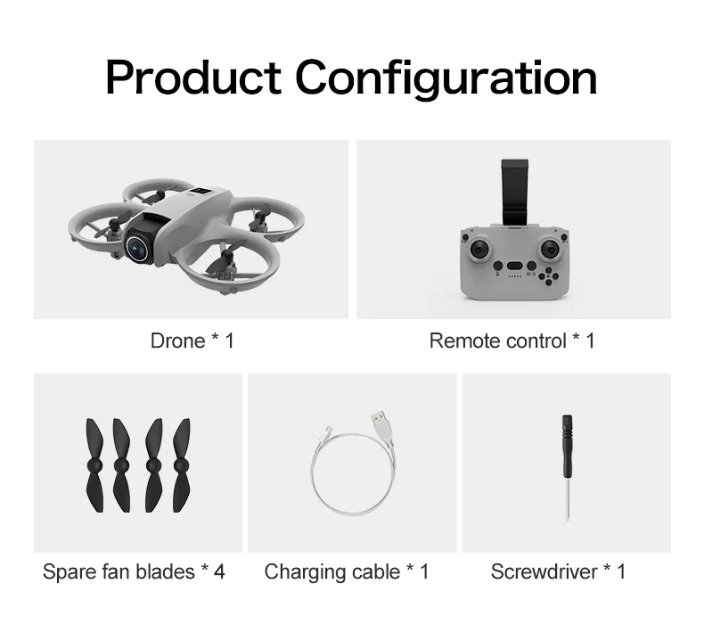 T3 drone package contents with remote, battery, propellers and accessories