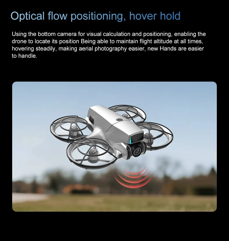 Optical flow mini drone using bottom camera support for stable hover hold