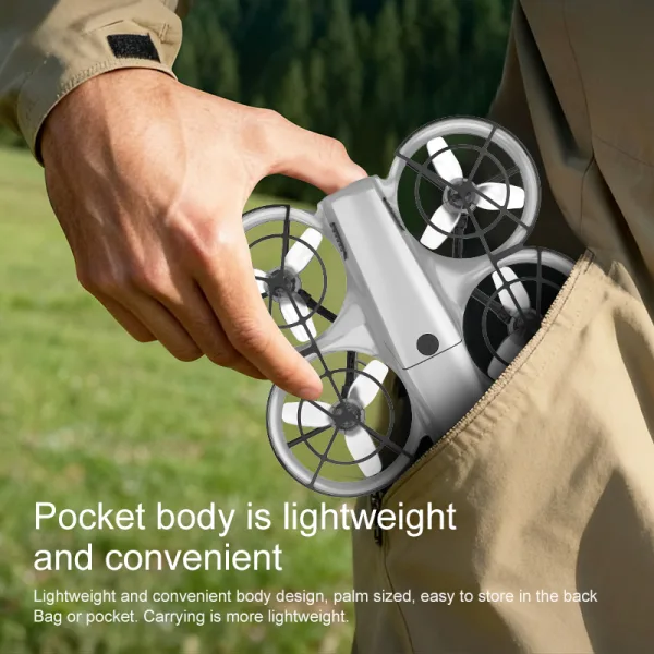 Pocket-size lightweight mini drone with enclosed propeller guards for easy carrying