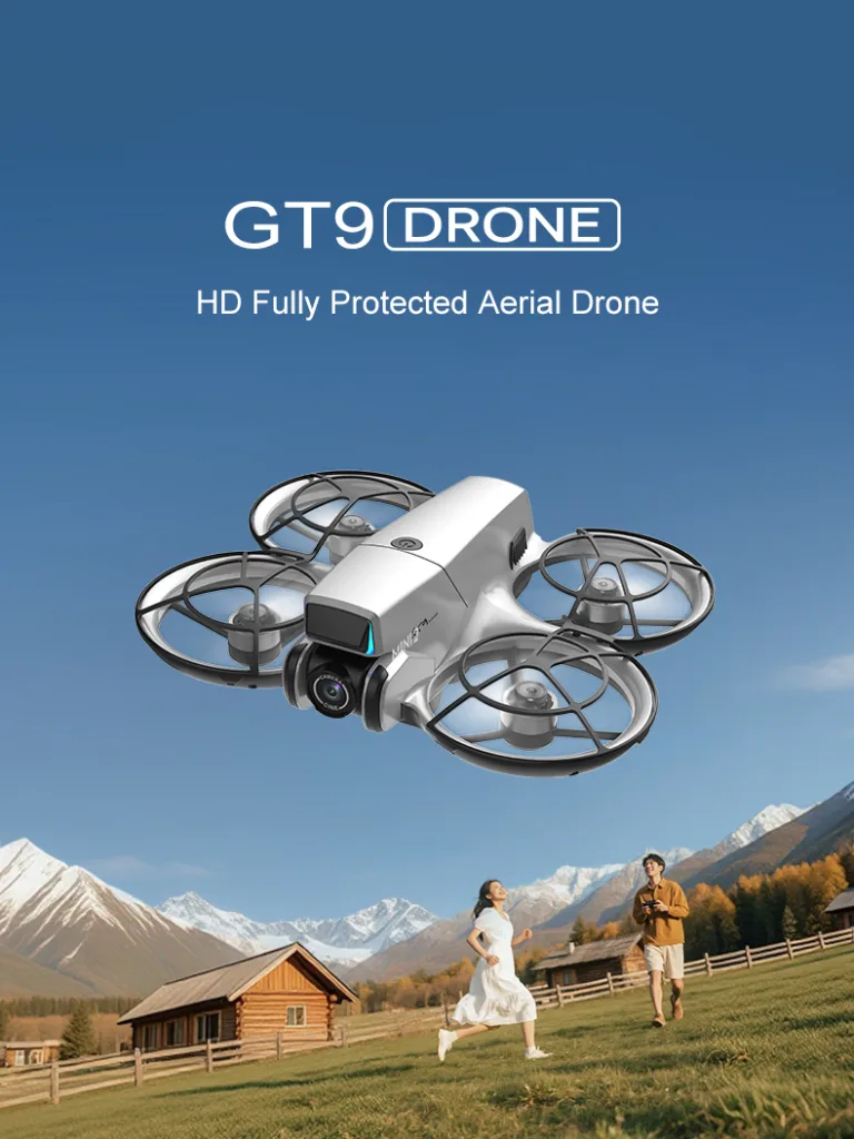 Protected mini aerial drone with screen remote for short-range flying practice