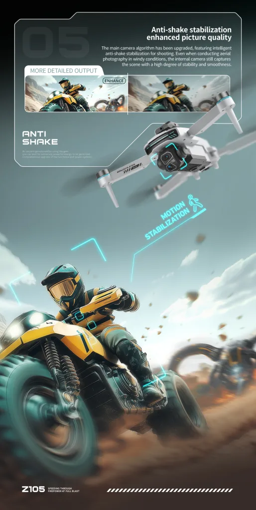 Z105 anti-shake servo gimbal with EIS stabilization for smoother video