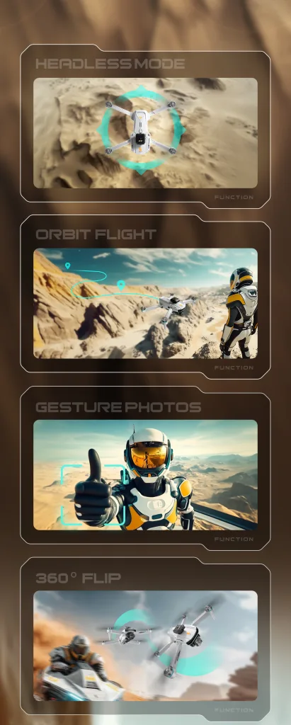 Z105 smart flight modes — three-speed switch, headless mode, custom flight path