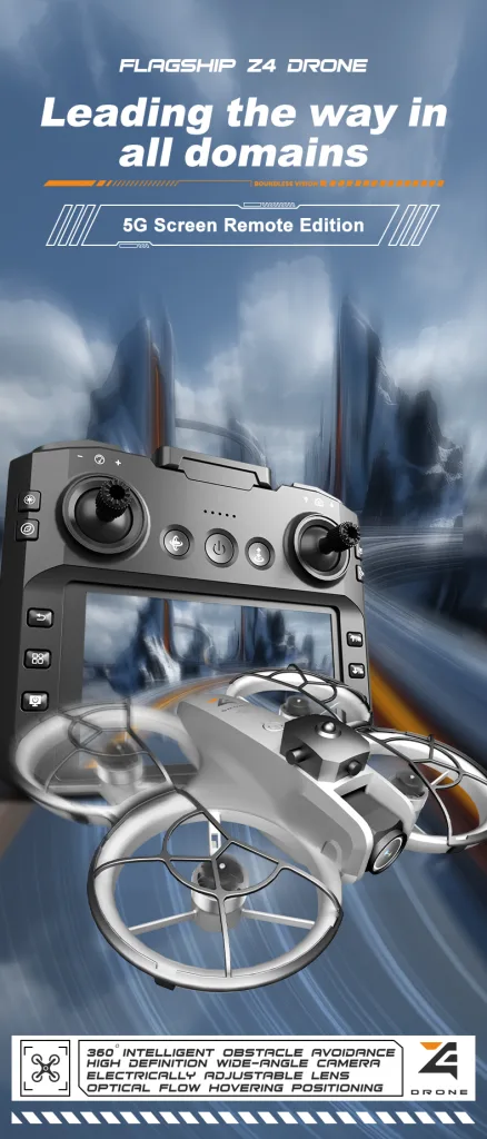 Z4 caged mini drone with full propeller ring guards and screen remote for safer indoor flying
