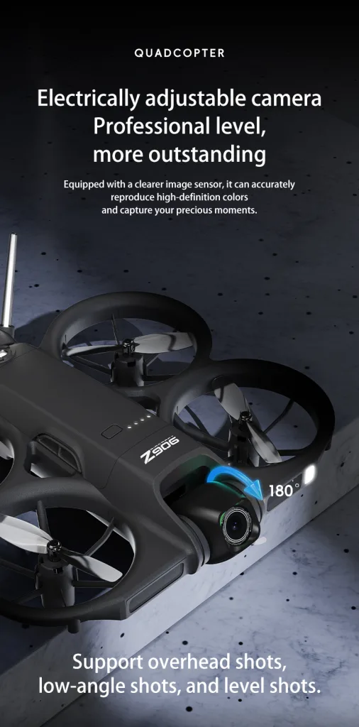 Z906 180-degree electric camera tilt for up, level, and down framing