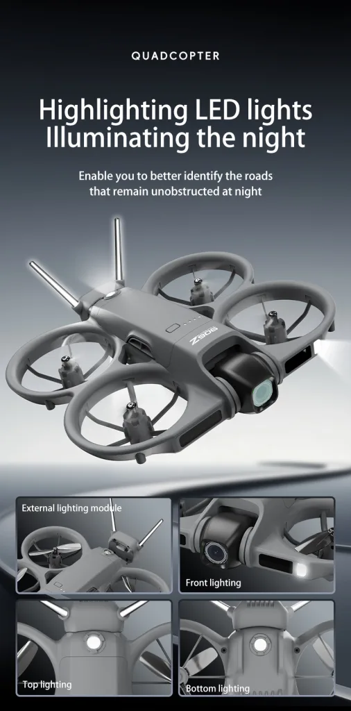 Z906 mini drone with multi-position LED lights