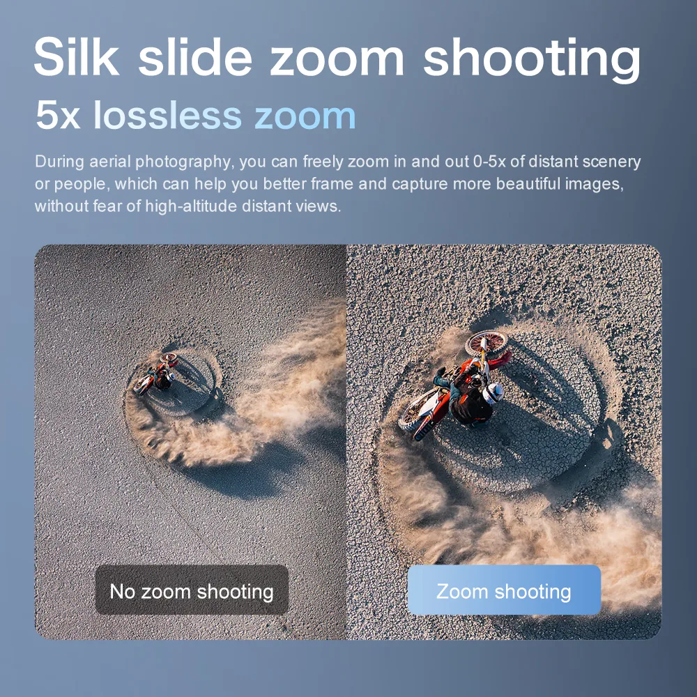 GT8 foldable camera drone detail showing zoom shooting support for better aerial framing