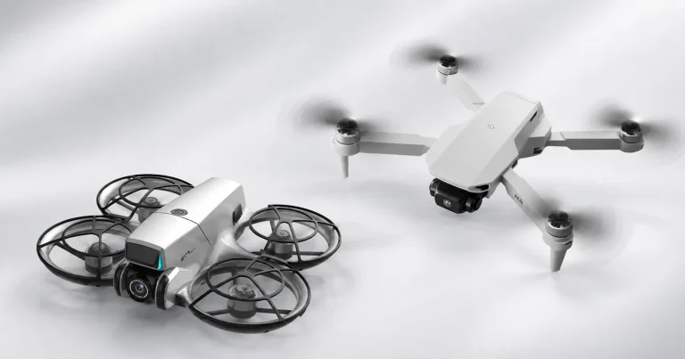 Two budget camera drones under $200 with propeller guard and foldable design
