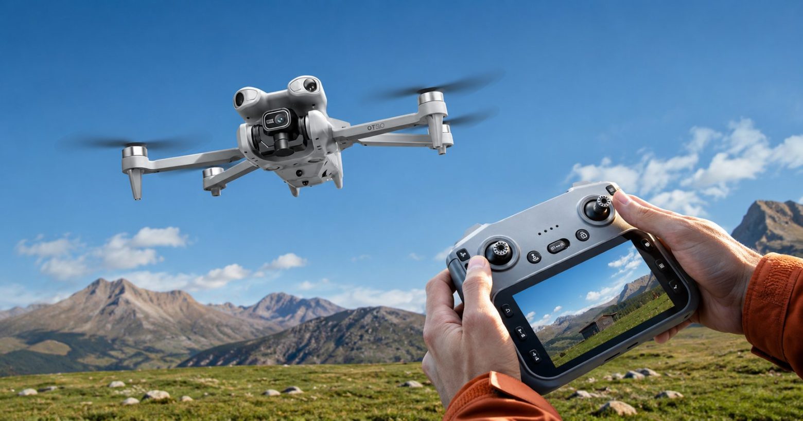 GPS drone return-to-home flight with screen remote