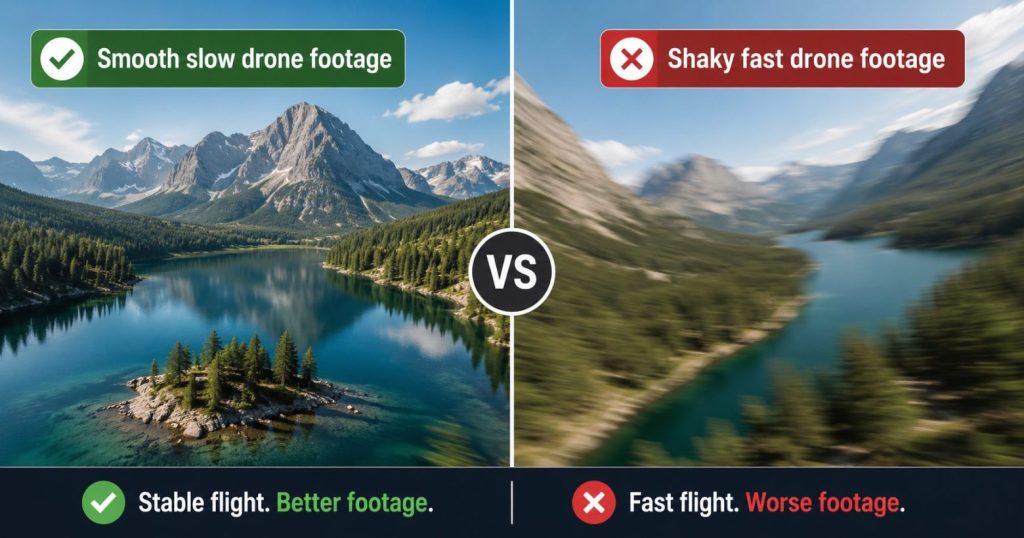 Smooth drone footage versus shaky fast flight