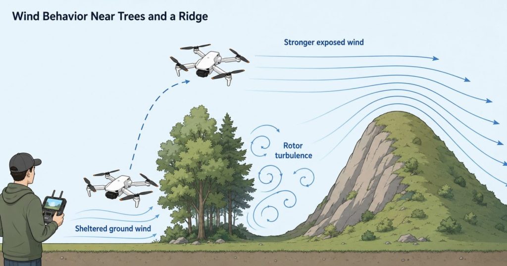 Drone headwind return and battery margin diagram